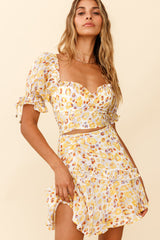 Leona Frill Trim A-Line Skirt Leopard Print Yellow