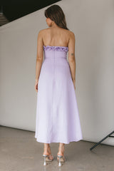 Under The Sun Tied Bust Midi Dress Lilac