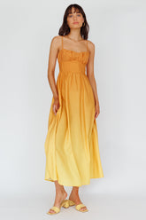 Clarabelle Gathered Bust Midi Dress Gradient Orange