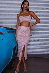 Maree Ruched Detail Midi Skirt Blush