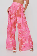 Tammi Wide Leg Pants Print Blush