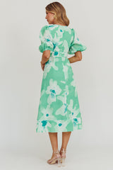 Elias Puff Sleeve Midi Dress Green