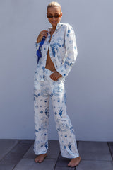 Weekend Bliss Long Sleeve Button Shirt White